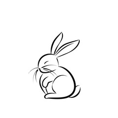 Vector silhouette rabbit symbol logo