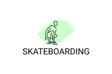 skateboarding vector line icon. playing skateboarding. extreme sport pictogram illustration.