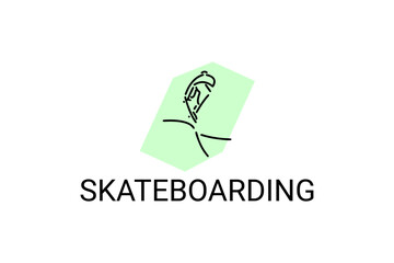 skateboarding vector line icon. playing skateboarding. extreme sport pictogram illustration.