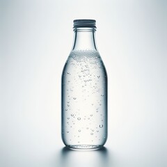 Plastic bottle of fresh water, mineral water on white background
