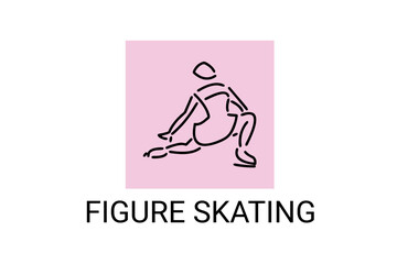 Figure skating vector line icon. dance, practice Figure skating. sport dance pictogram illustration.