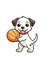 Naklejka premium Cute dog playing ball illustration