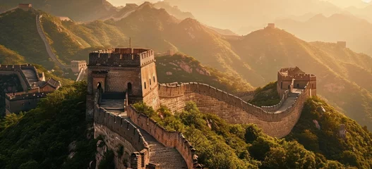 Abwaschbare Fototapete Chinesische Mauer Majestic Great Wall of China at Sunset