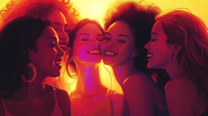 A group of women are smiling and laughing together, AI - 735608576