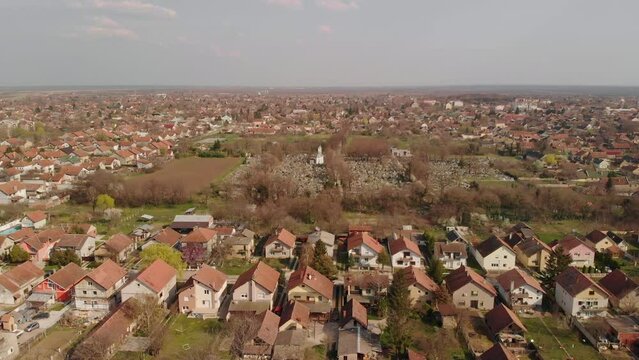 Aerial View of Small Suburban Town of Temerin