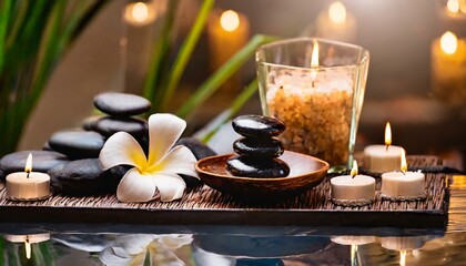 luxurious spa with candle and stone collection3