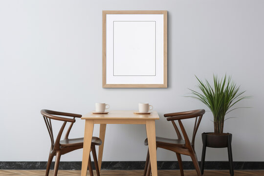 White frame mockup on wall background, Frame mock up design on blank space