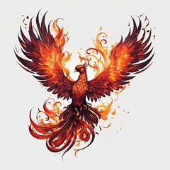 phoenix with wings. fire with colors.