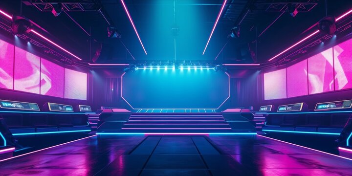 Futuristic esport background for gaming live streaming. Esport game tournament competition neon banner
