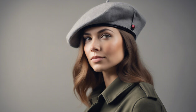 Beret Chic: Side View of Women in Military Hat

