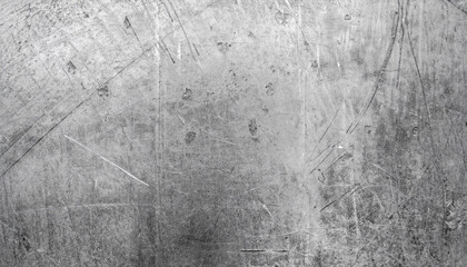 Grunge Aged Grey metal Texture. Old Stainless Steel Background with Scratch. Monochrome silver color Dirty Metallic Surface Close up. Square Image Copy Space. Top view.