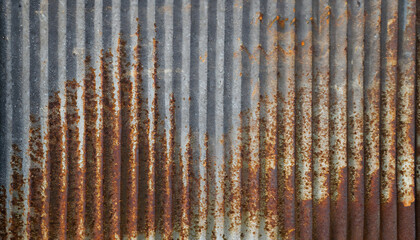 Full frame shot of abstract grunge striped texture with scratches of rust on zinc background.