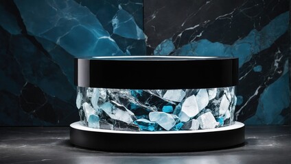product podium marble stones blue light black