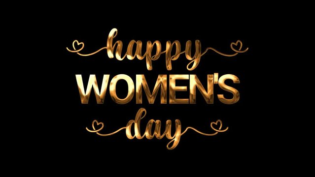 Happy Women's Day Animated Text in gold color