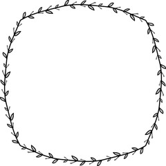 Flower wreath leaf floral border Vintage frame vector Horizontal Frame Square Frame picture frames Branch laurel botanical silhouette black retro badge elements decoration