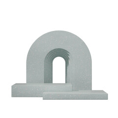 Fototapeta premium 3d render transparent background of green terrazzo block podium in square with curved shape 