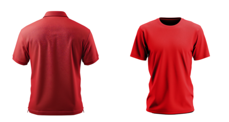 red shirt mockup with short sleeves