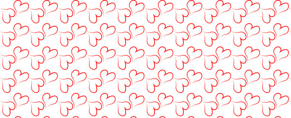 Abstract seamless pattern with red stylized hearts on pink background. Endless background. Minimal design for Valentine's day or wedding. banner, cover, flyer, poster, brochure. Vector illustration
