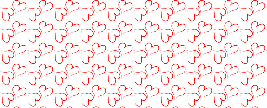 Abstract seamless pattern with red stylized hearts on pink background. Endless background. Minimal design for Valentine's day or wedding. banner, cover, flyer, poster, brochure. Vector illustration