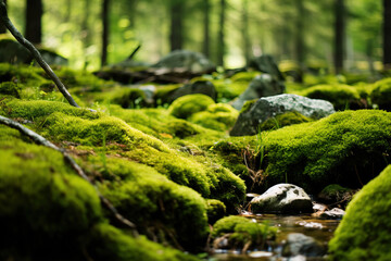 moss covered rocks.