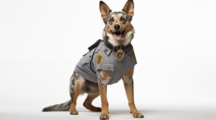 dog, Australian Cattle in police uniform