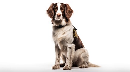 dog, Brittany in police uniform - obrazy, fototapety, plakaty