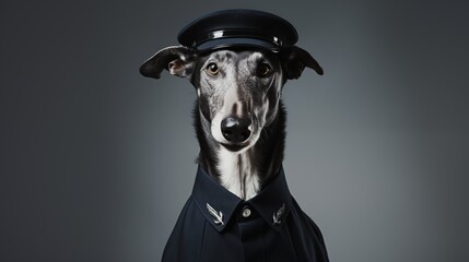 dog, Greyhound in police uniform