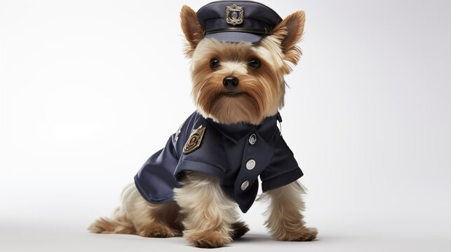dog, Yorkshire Terrier in police uniform