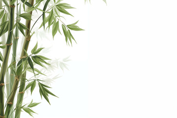 Painting of auspicious bamboo trees on a white background.