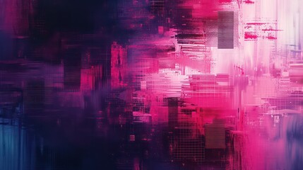 Obraz premium An abstract digital radio wave emerges, characterized by pixelated noise and glitch effects, creating a visually striking display