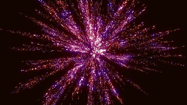 Abstract volumetric structure of bright particles on a dark background. Designer Art object in the shape of a complex star with streams of luminous energy flow. Will decorate any presentation
