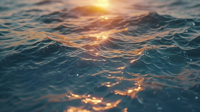Golden sunset reflecting on the serene surface of the sea Seamless looping 4k time-lapse virtual video animation background. Generated AI