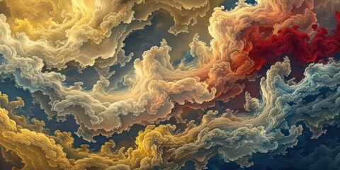 Classic beauty depicted through auspicious clouds in vibrant Chinese style.