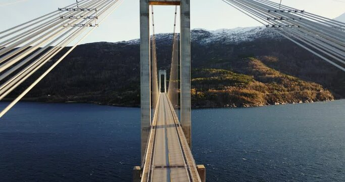 Aerial View of Skjombrua Bridge in Norway