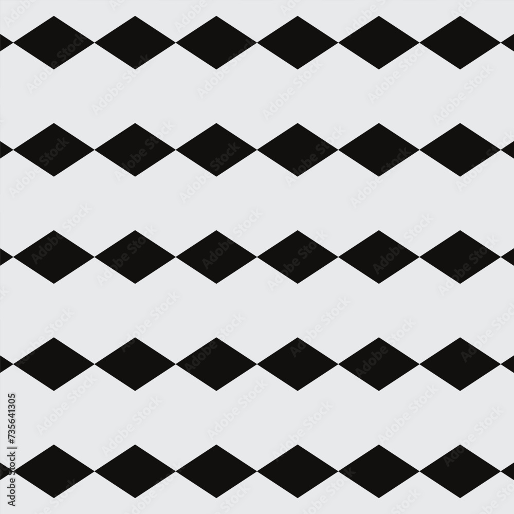 Poster abstract seamless repeatable light grey rhombus pattern on black.