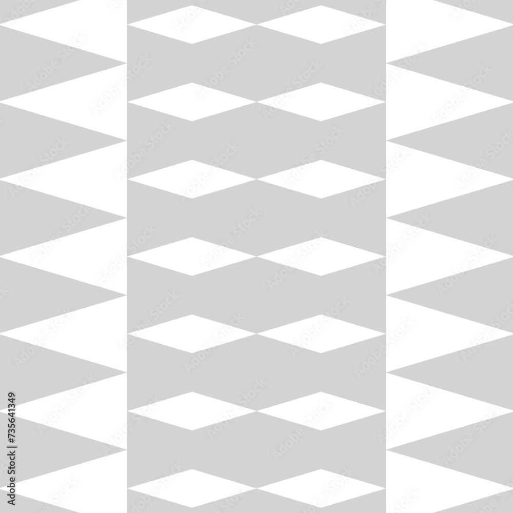 Poster abstract seamless repeatable light grey rhombus pattern on white.