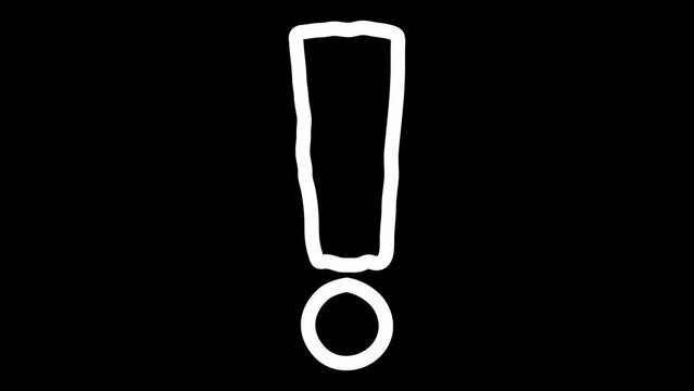 exclamation mark doodle hand drawing looping animation cute cartoon comic style green screen
