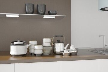 Modern interior design. 3D illustration