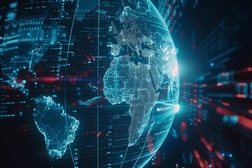 Fototapeta premium Global network connection Interconnected digital technology Worldwide data flow Futuristic and cybernetic
