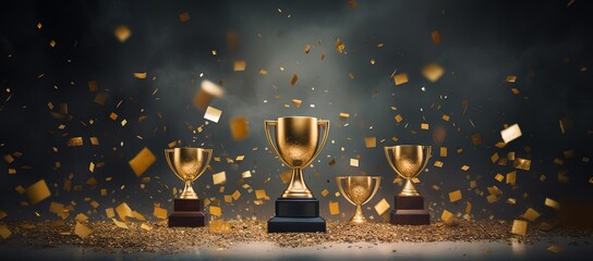 Champion golden trophy cup background - obrazy, fototapety, plakaty