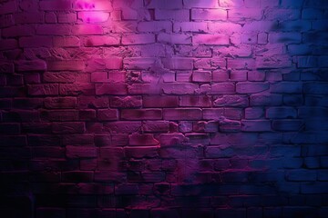 Neon-lit old brick wall in a dark Atmospheric alley Perfect for moody urban scenes