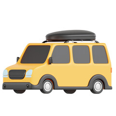 Camper Van With Roof Box 3D Illustration