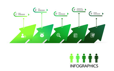 infographic template 5 bar graph for business direction, marketing strategy, diagram, data, glowth, arrow timeline, for presentation report and progress