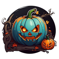halloween cartoon illustration, Transparent background, Perfect for stickers and clothes