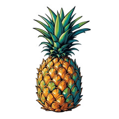 fresh pineapple vector, Transparent background, Perfect for stickers and clothes
