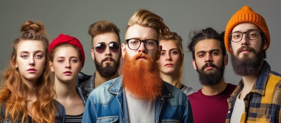 Diverse Group of Bearded and Bespectacled Individuals in Social Gathering and Community