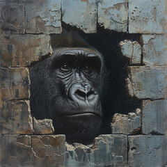 gorilla behind the wall