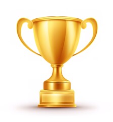 gold cup award with space for text, award for achievement of something,