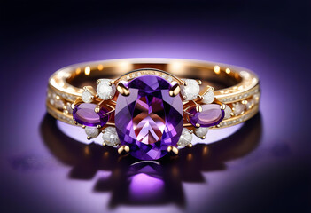 Amethyst Jewelry, Gemstone, Precious, Purple, Luxury, Fashion, Accessories, Necklace, Earrings, Bracelet, Ring, Glamour, Sparkle, Gem, Elegant, AI Generated