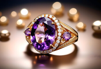 Amethyst Jewelry, Gemstone, Precious, Purple, Luxury, Fashion, Accessories, Necklace, Earrings, Bracelet, Ring, Glamour, Sparkle, Gem, Elegant, AI Generated